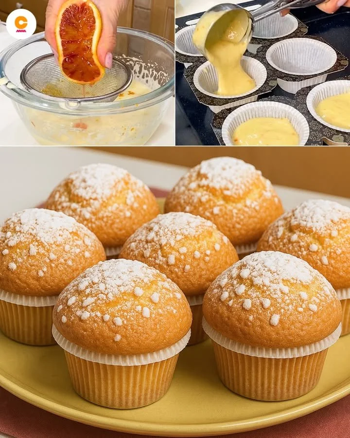 Muffin arancia con succo d'arancia appena sfornati