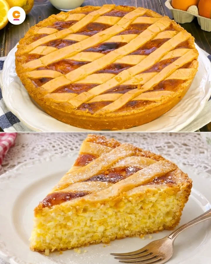 Fetta di Pastiera Napoletana Tradizionale con decorazioni floreali