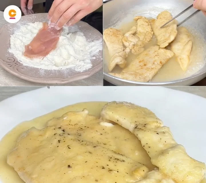 Pollo con crema al limone servito con contorni freschi