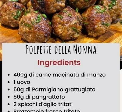 Polpette della Nonna servite con salsa di pomodoro
