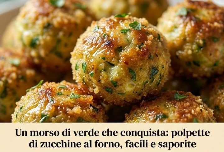 Polpette di Zucchine appena cotte servite su un piatto con salsa.