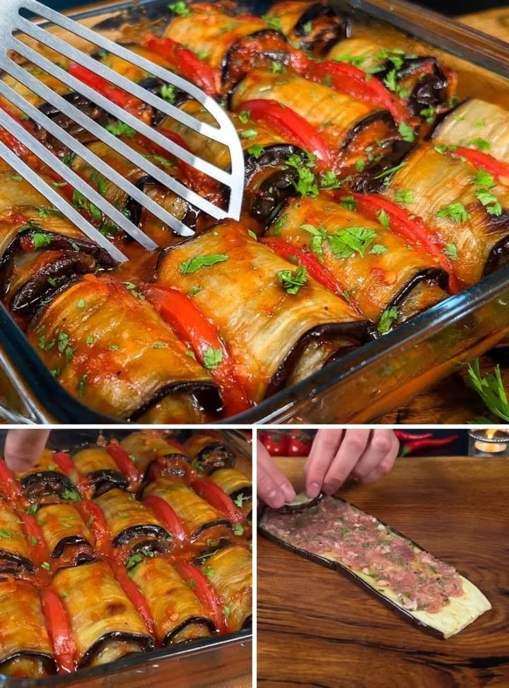 Rotoli di melanzane farciti con ingredienti freschi e saporiti