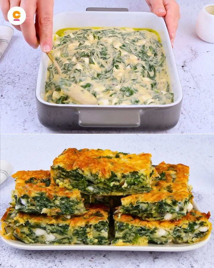 Sformato di spinaci servito su un piatto, un piatto ricco e salutare.