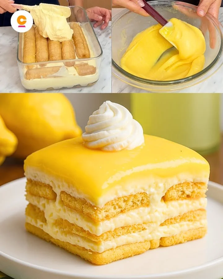 Torta al Limoncello con Savoiardi decorata e servita su un piatto elegante