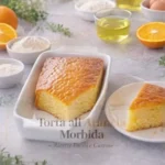 Deliziosa torta all'arancia su un piatto con fette di arancia fresca.