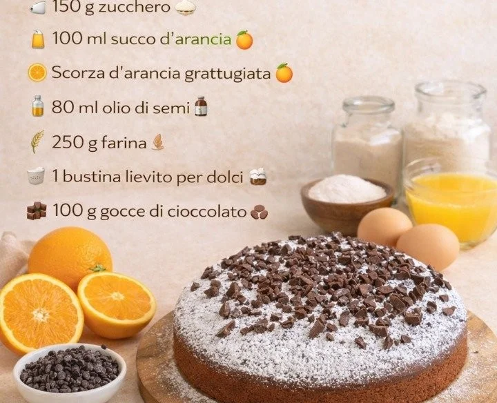 Torta Arancia e Cioccolato decorata con fette di arancia fresca