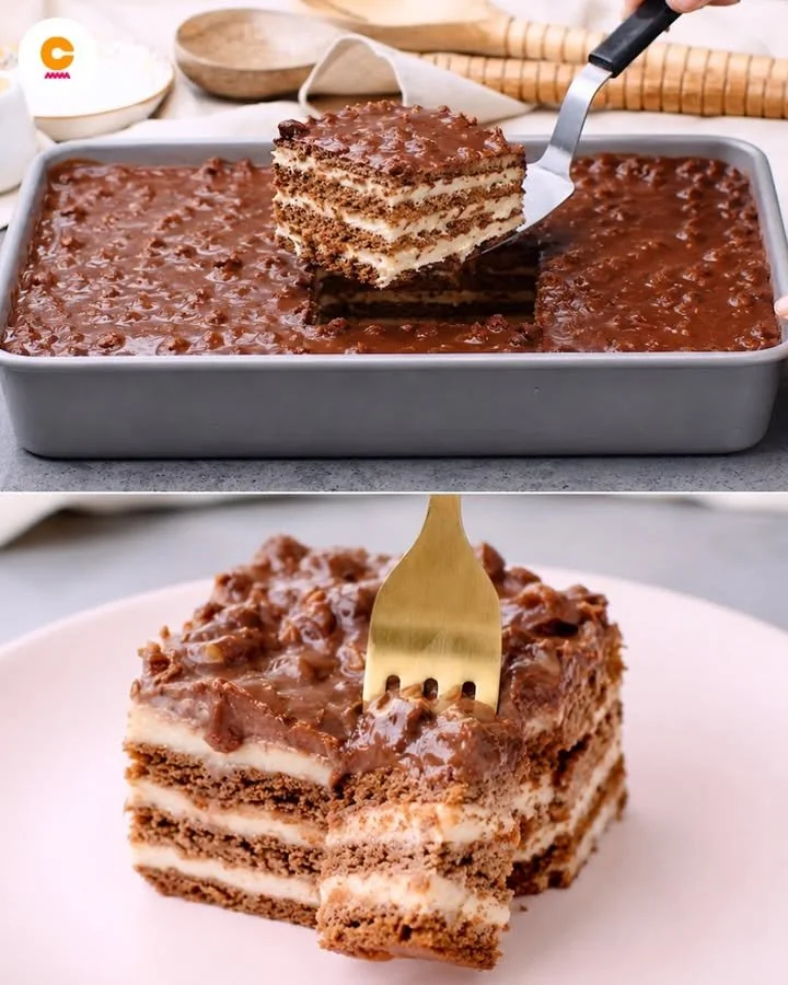 Torta di biscotti pronta in pochi minuti con cioccolato e noci