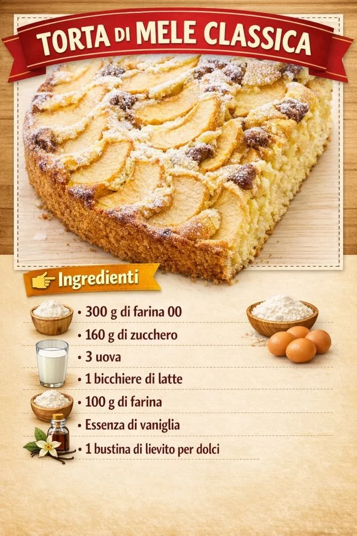Fetta di torta di mele classica sofficissima su piatto bianco