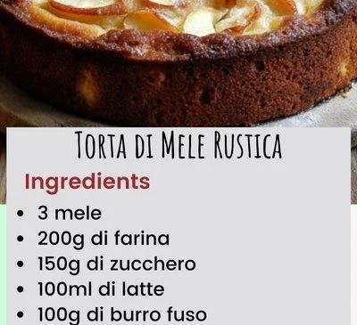 Torta di Mele Rustica con fette di mela fresche e impasto dorato