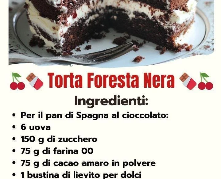 Fetta di Torta Foresta Nera con cioccolato e ciliegie fresche