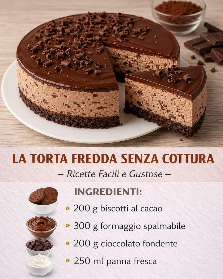 Torta Fredda al Cioccolato, dessert cremoso e goloso