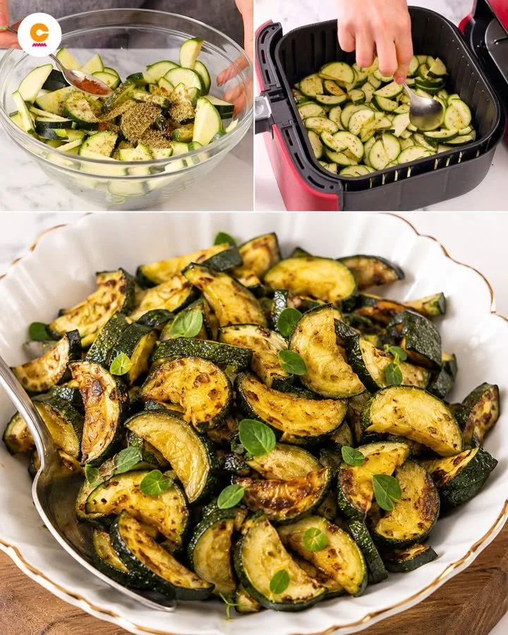 Zucchine condite con olio e spezie, piatto fresco e salutare