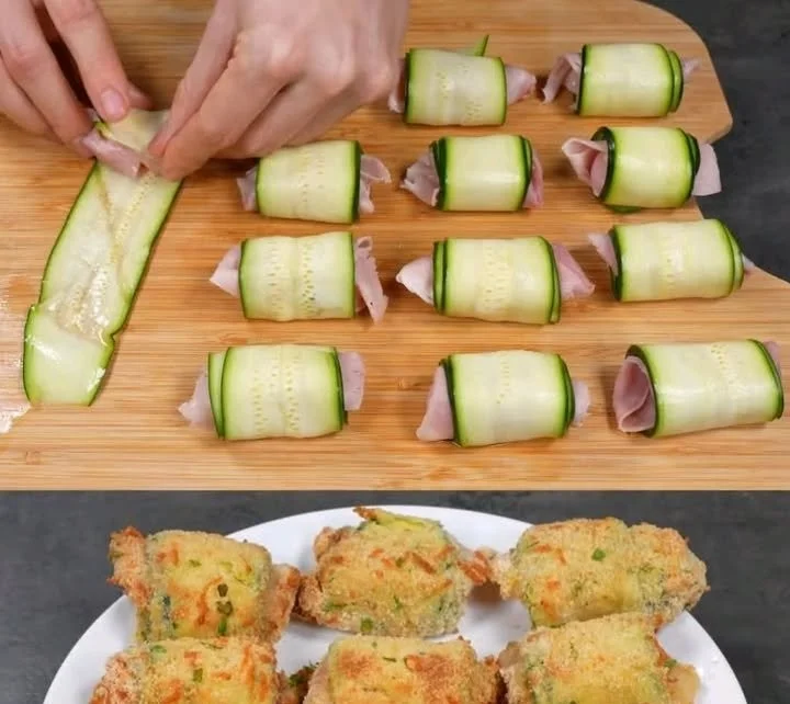 Zucchine ripiene croccanti preparate in friggitrice ad aria.