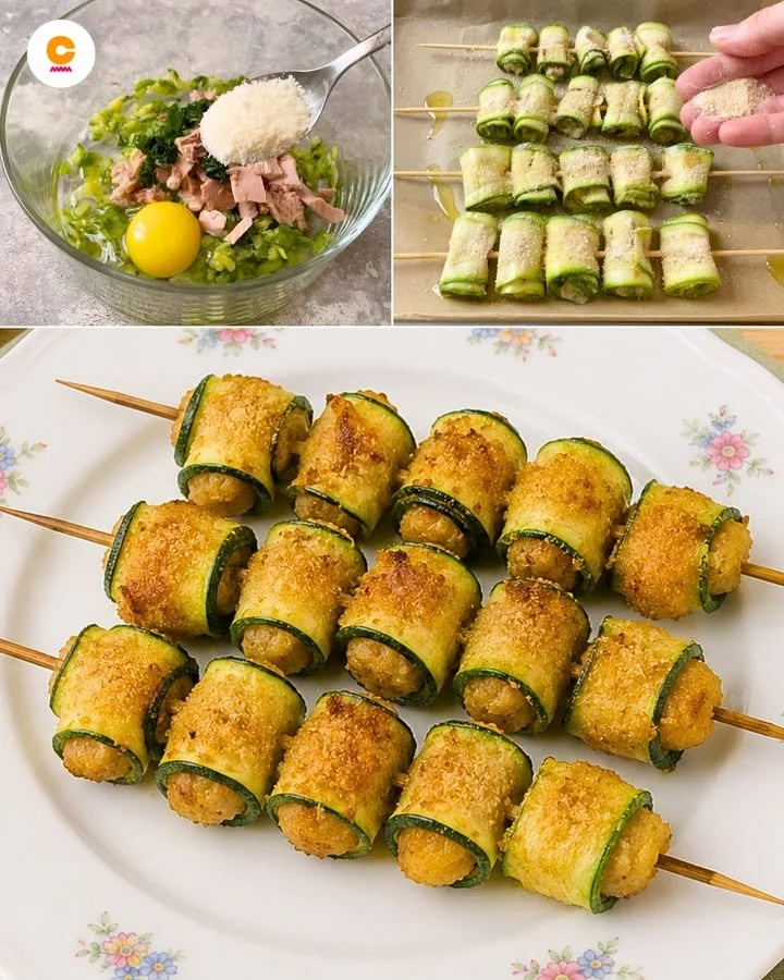 Deliziose zucchine farcite pronte da servire in un piatto elegante.