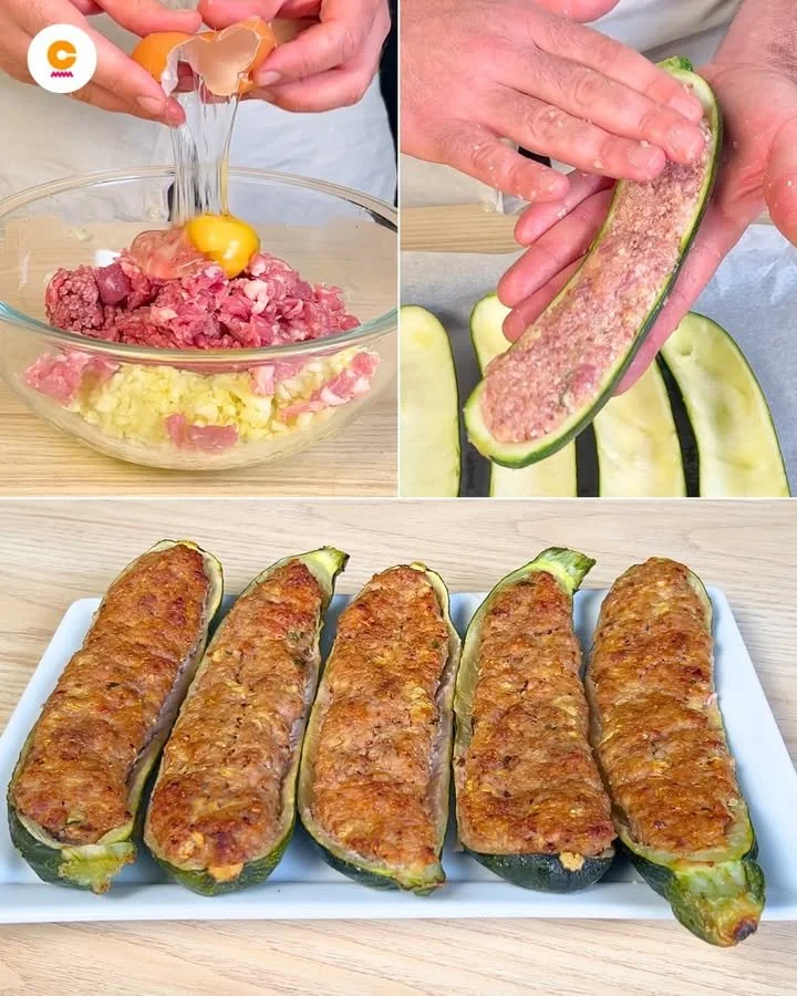 Piatto di Zucchine Ripiene con ripieno saporito e verdure fresche