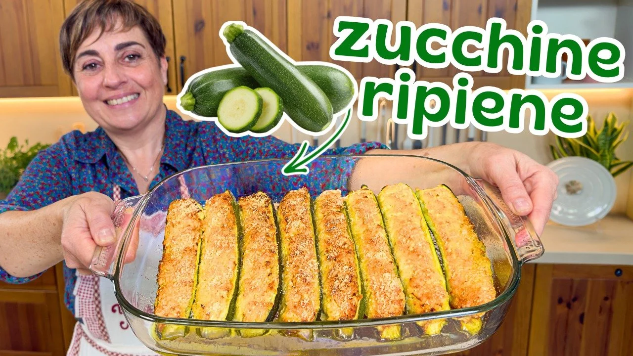 Zucchine Ripiene al Forno servite su un piatto elegante