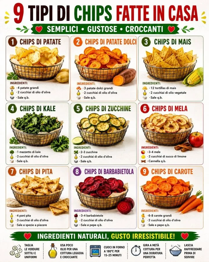 Varietà di chips fatte in casa servite su un piatto.