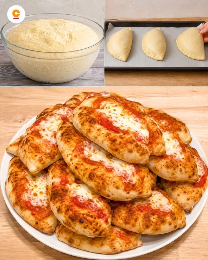 Calzoncini al forno appena sfornati, dorati e appetitosi