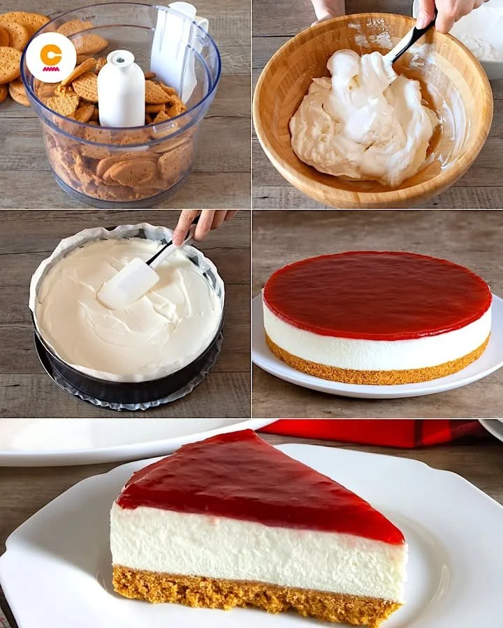 Cheesecake perfetta senza cottura con crema e biscotti