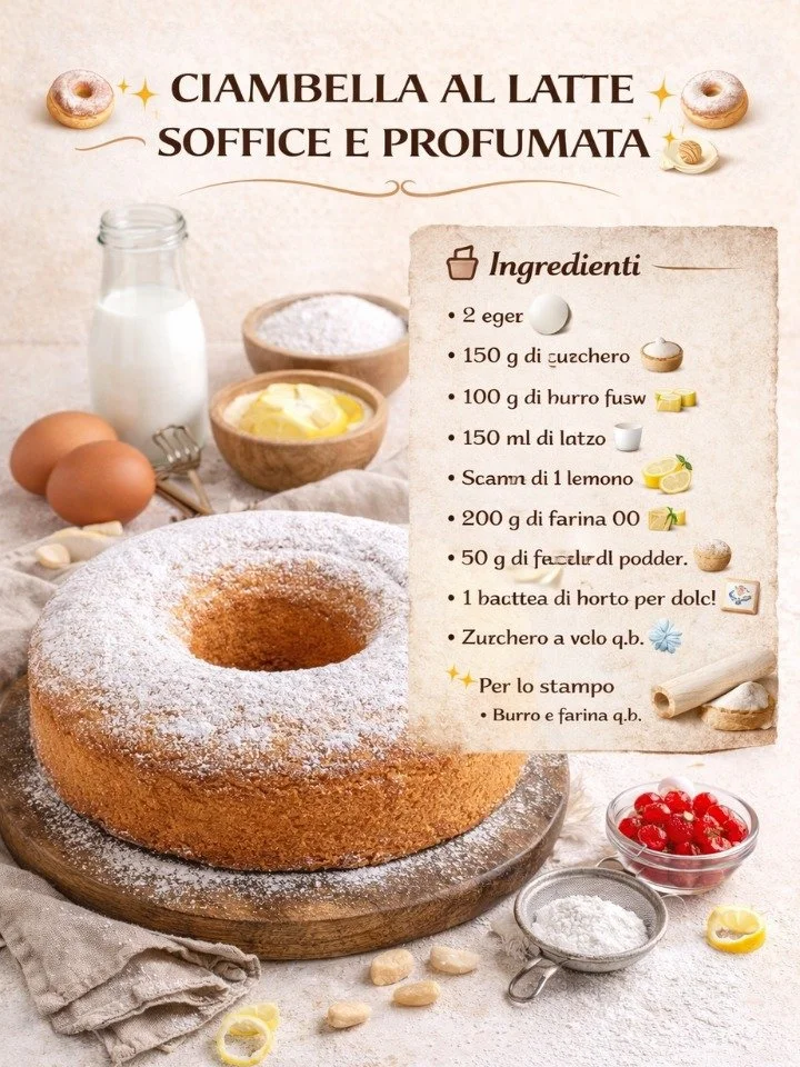 Ciambella al latte soffice e profumata, dolce classico italiano