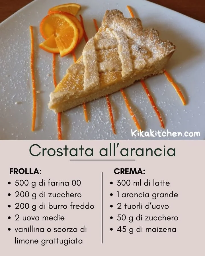 Fetta di Crostata all'arancia decorata con fette d'arancia