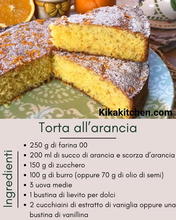 Fetta di torta all'arancia su un piatto decorativo