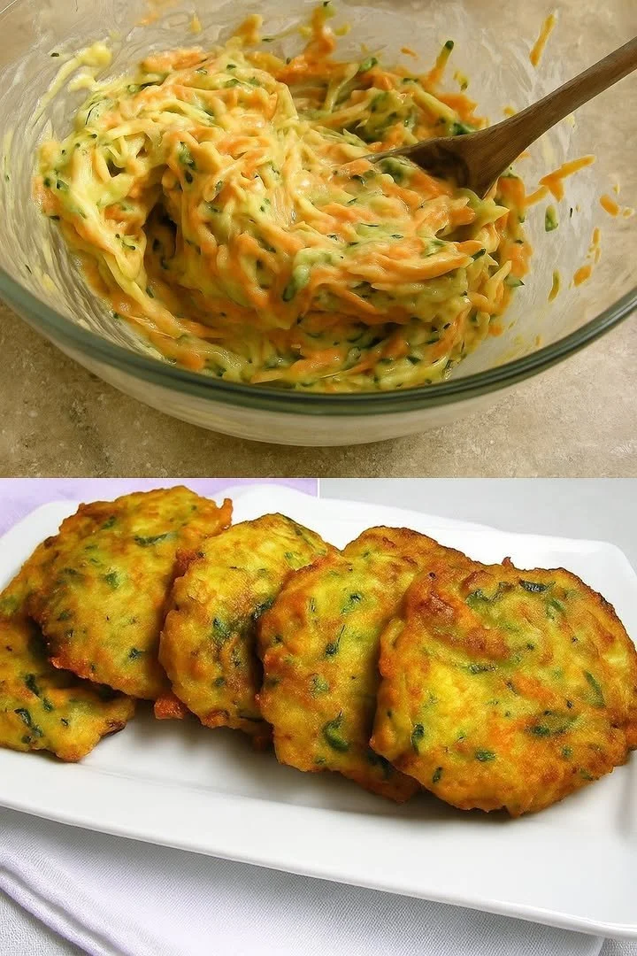Frittelle di zucchine e carote servite su un piatto
