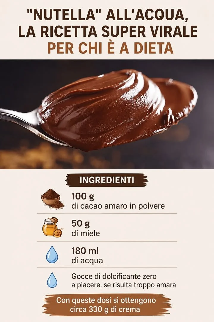 Nutella all'acqua, una crema spalmabile innovativa e leggera