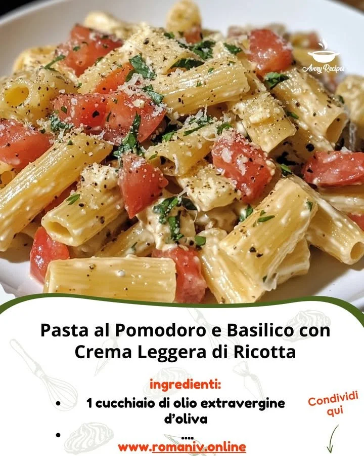 Pasta al Pomodoro e Basilico con Crema Leggera di Ricotta