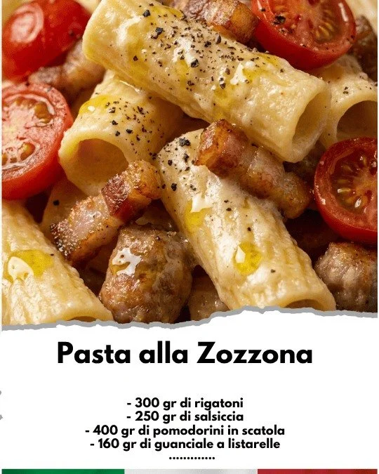 Pasta alla Zozzona con sugo ricco e ingredienti freschi