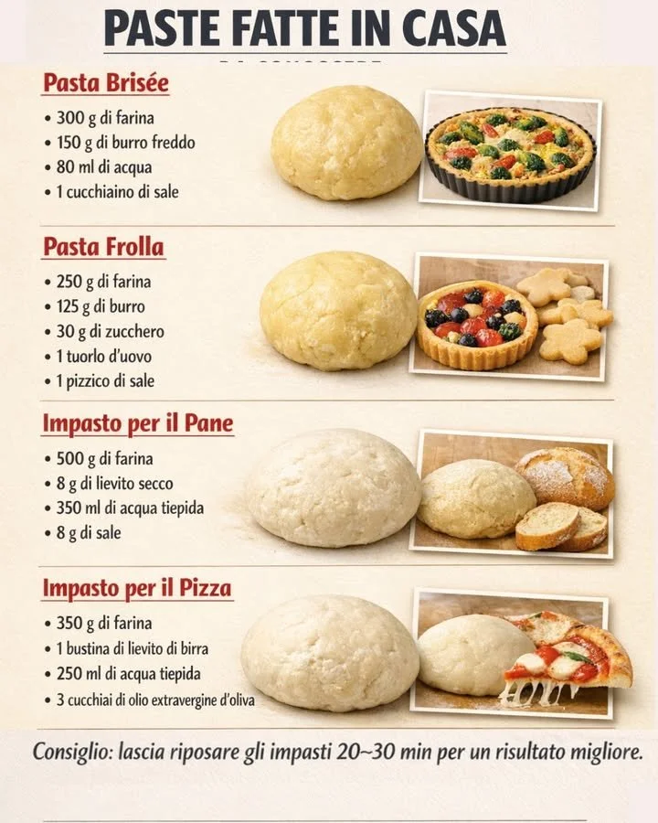 Preparazione della pasta brisé per torte salate e altre ricette italiane.