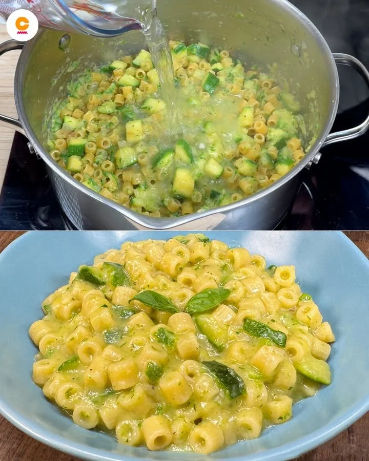 Pasta e Zucchine Cremosa - piatto italiano con zucchine fresche e pasta.