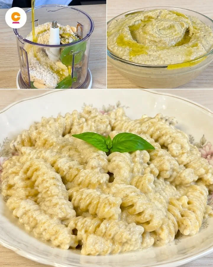 Pesto di melanzane pronto da servire in un piatto gustoso