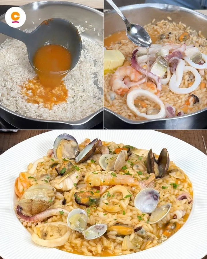 Risotto alla Pescatora con frutti di mare freschi e prezzemolo