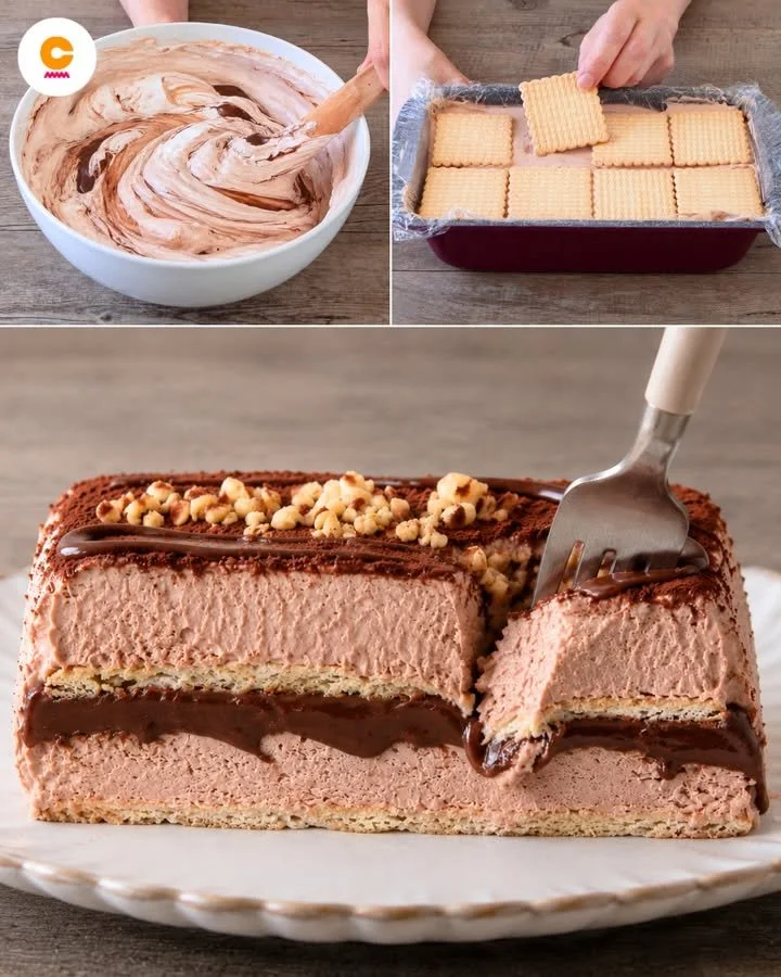 Semifreddo alla crema di nocciole decorato con nocciole