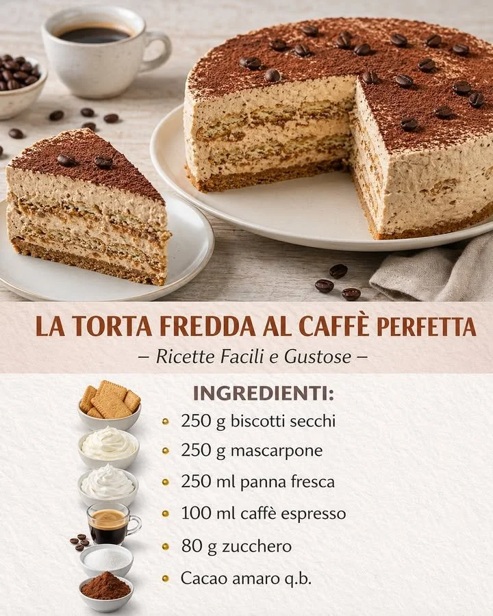 Torta fredda al caffè senza forno, un dolce cremoso e rinfrescante.