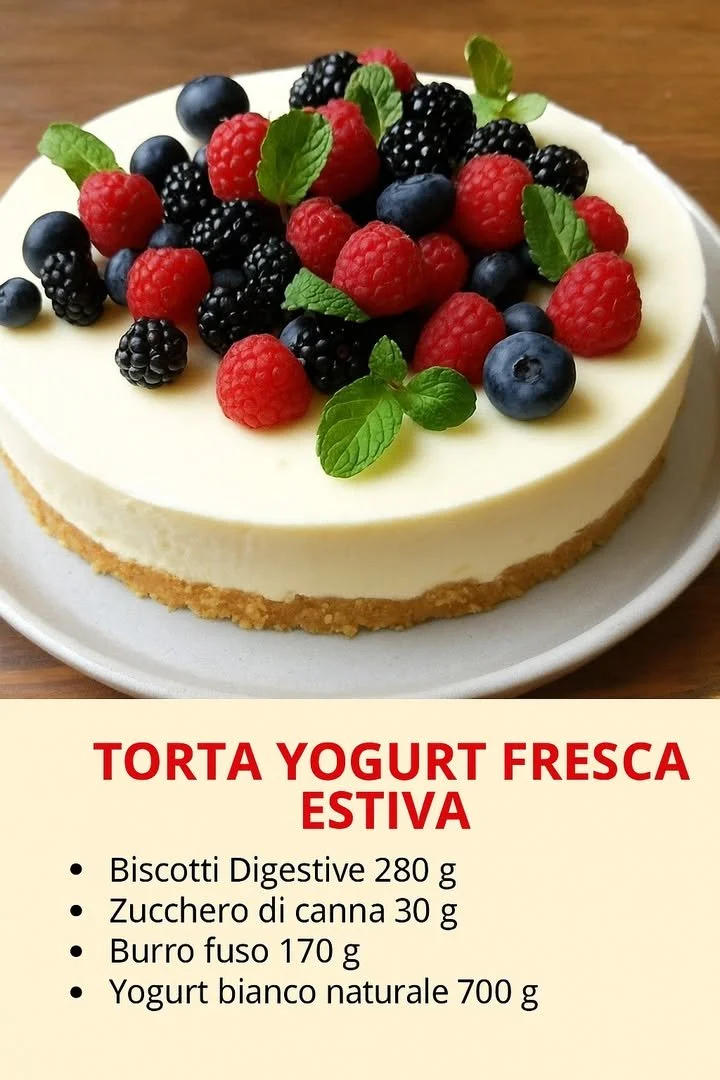 Torta Fresca allo Yogurt e Frutta, dessert estivo e rinfrescante