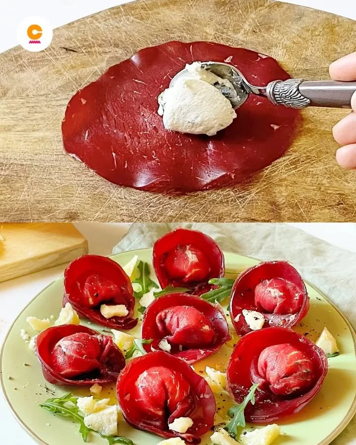 Tortelloni di Bresaola serviti su un piatto elegante