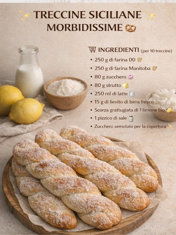 Deliziose treccine siciliane morbidissime, dolce tradizionale della Sicilia
