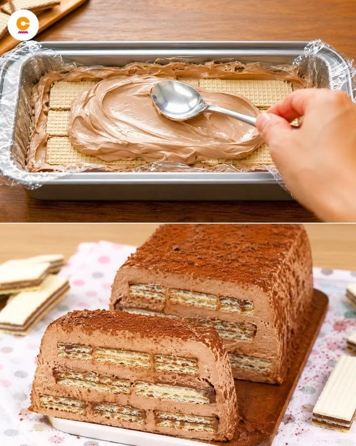Tromba di ghiaccio con waffle decorata con zucchero a velo