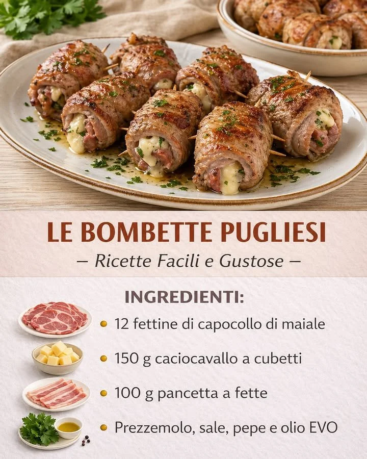 Bombette Pugliesi facili e saporite pronte per essere servite sul piatto.