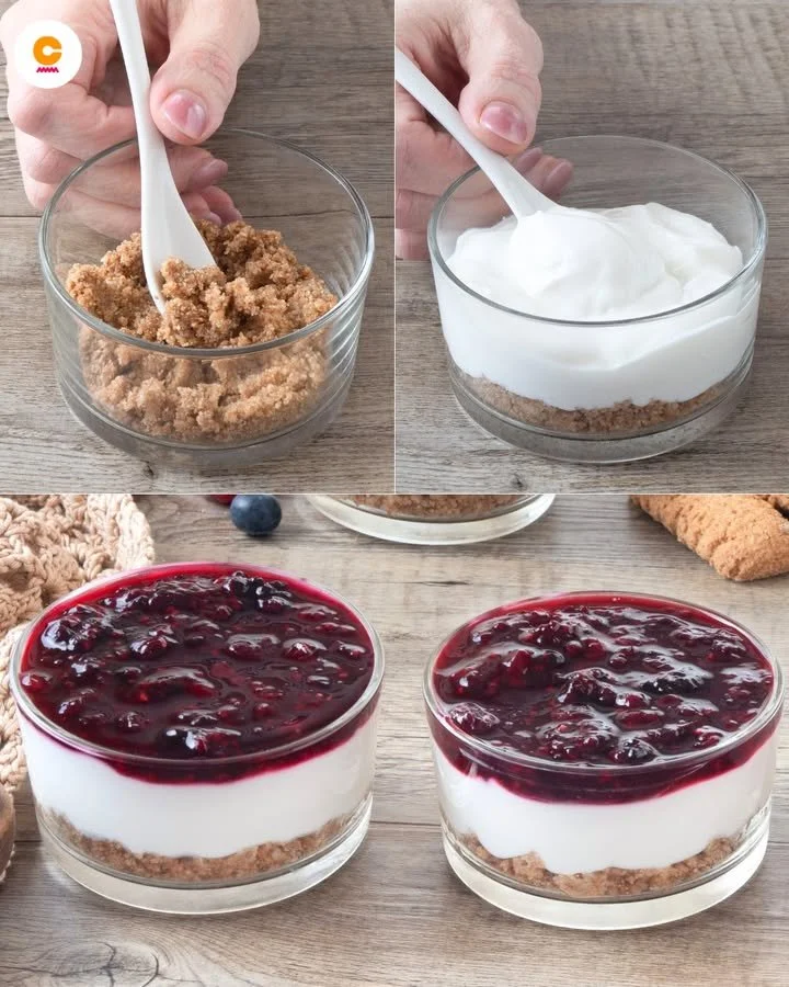 Cheesecake monoporzione leggera con frutta fresca e base croccante