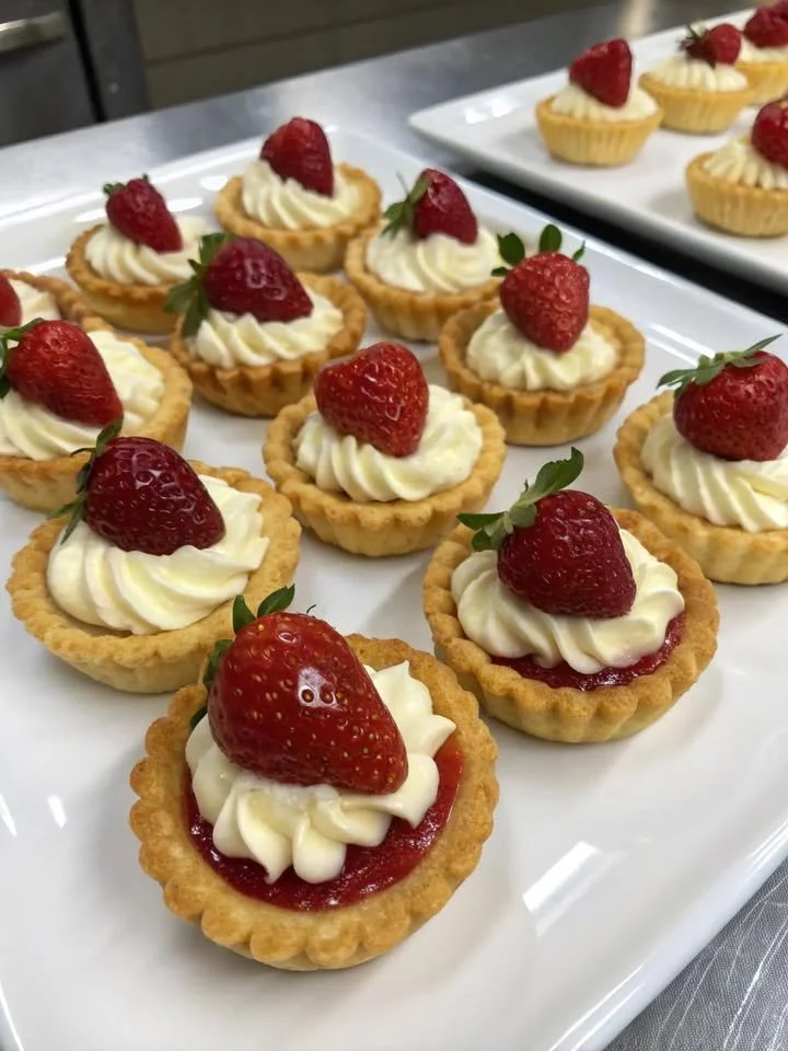 Crostatine Mignon con Crema Chantilly e Fragole fresche