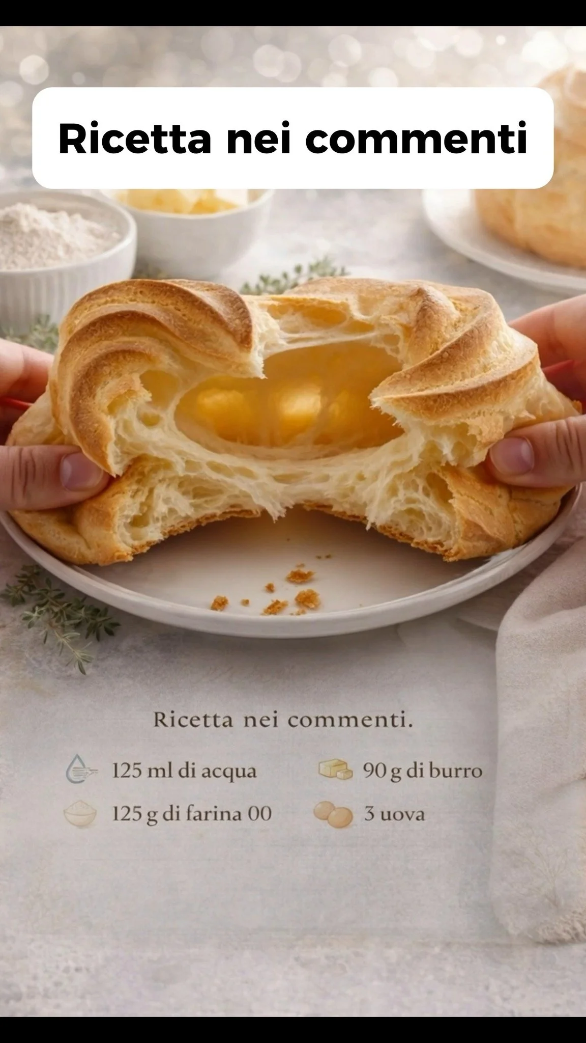 Pasta choux appena cotta, pronta per essere farcita con creme e dolci.