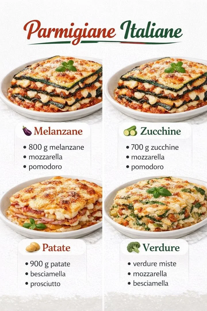 Deliziosa Parmigiana servita con basilico fresco e formaggio filante.
