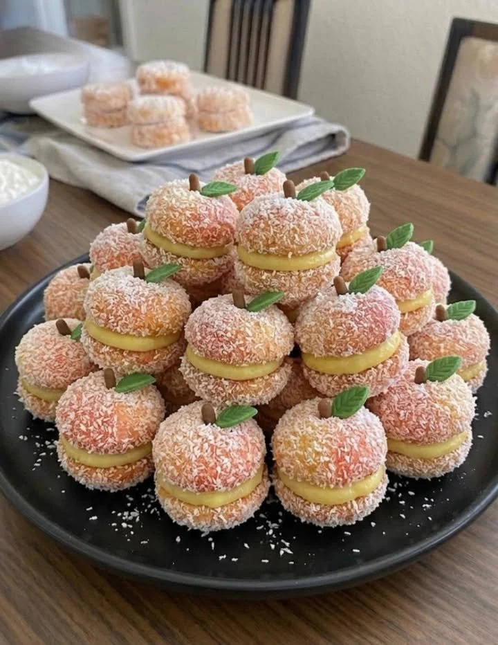 Pesche Dolci, biscotti a forma di pesca con crema dolce