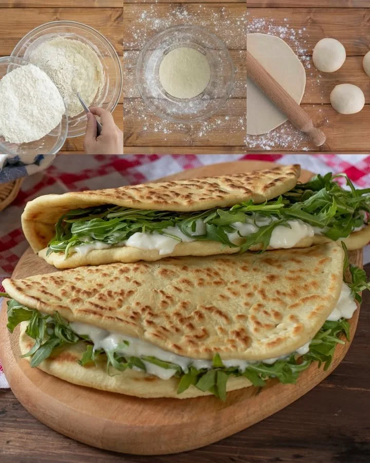 Piadina romagnola farcita con prosciutto e formaggio