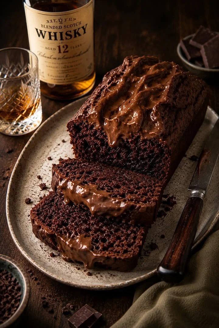 Plumcake al Cioccolato Cremoso decorato con cioccolato fuso e nocciole