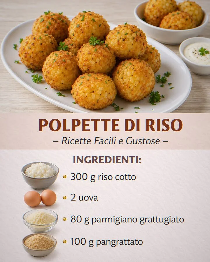 Polpette di Riso servite con salsa e contorni freschi