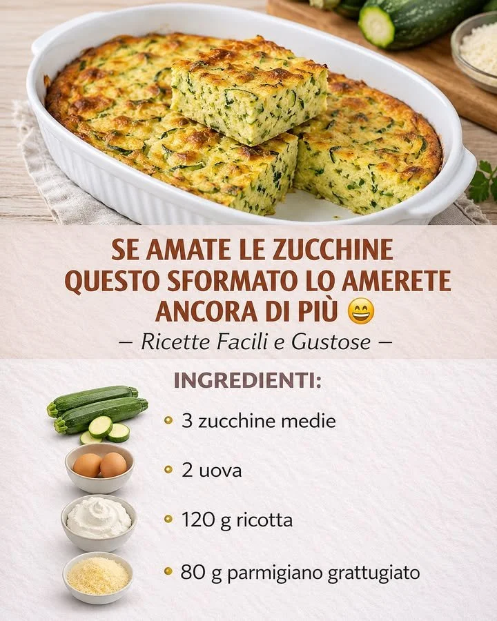 Sformato di zucchine e formaggio appena sfornato, ideale per pranzo o cena.